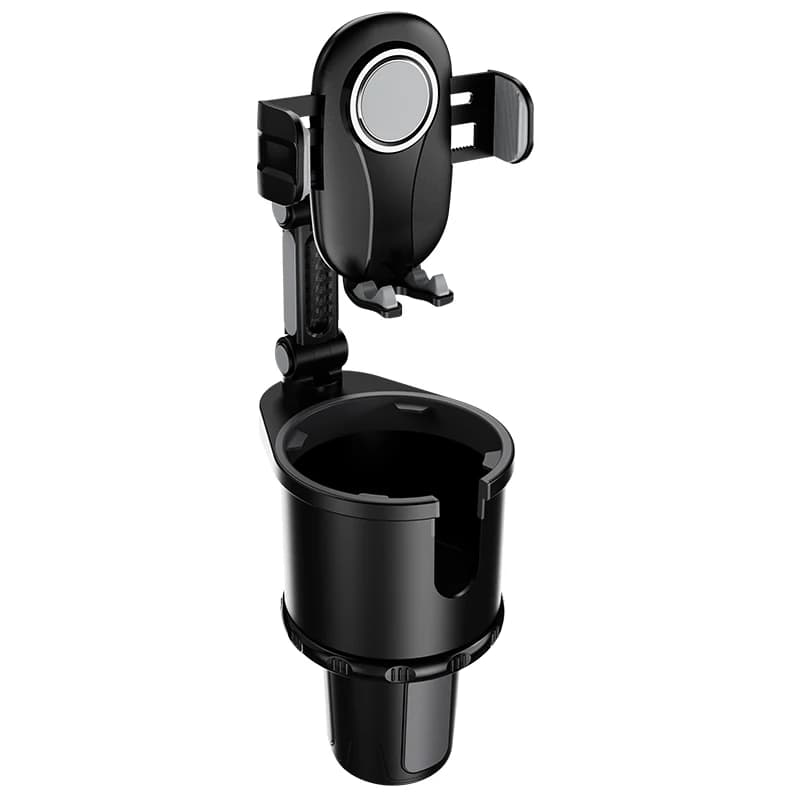 2-in-1 telephone support with automatic release to a button for car carriers, adjustable base, 360° rotation Flexible neck, suitable for most smartphones and bottles