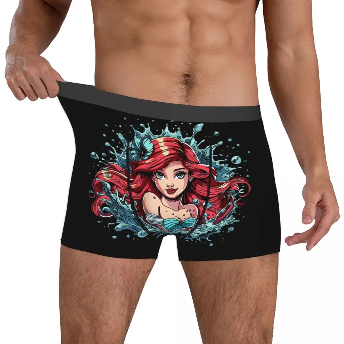 Intimo personalizzato Littles Anime Mermaides da uomo, boxer elasticizzati Ariel, pantaloncini, mutandine morbide per uomo