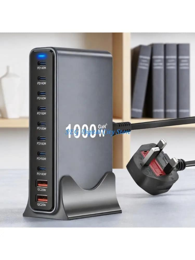 U75B Practical 1000W Charging Hub USB Type C Port Automatic Power Adjustment Simultaneous Charging Head for Various Devices