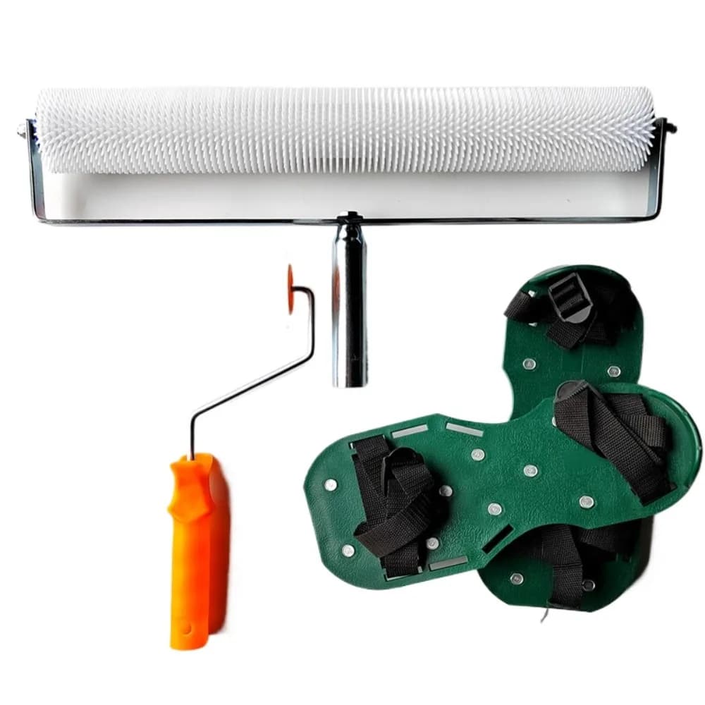 Cement Self-leveling Tool Set Defoaming Roller Brush Defoaming Roller Self-leveling Rake Nail Shoes Road Repair Tool