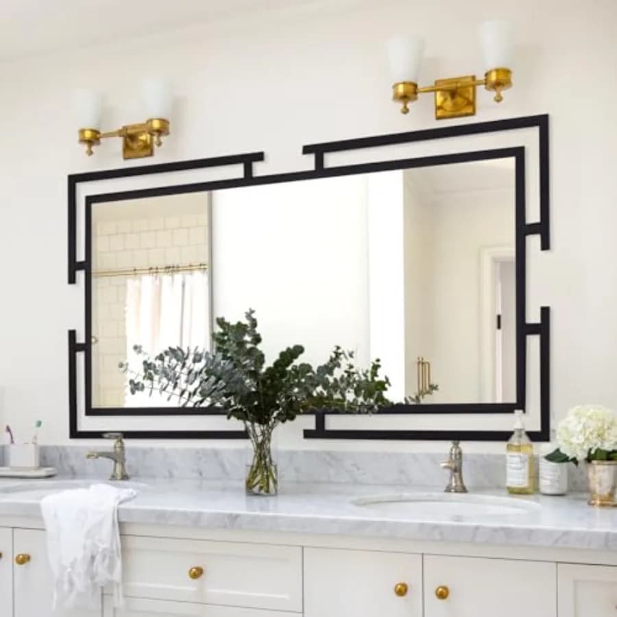 Specchio da Bagno Grande Nero 60x30, Specchio a Figura Intera con Cornice in Metallo per Soggiorno, Ingresso, Camera da Letto, Orizzontale