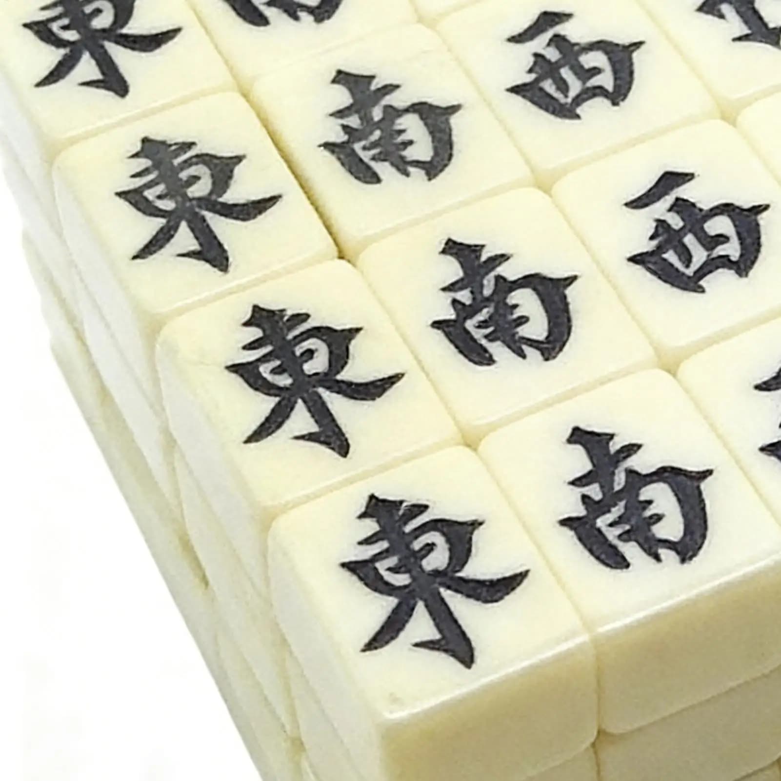 Set da gioco Mahjong cinese con 144 mini tessere bianche incise per riunioni di famiglia, per il gioco in stile cinese e il tempo libero in famiglia