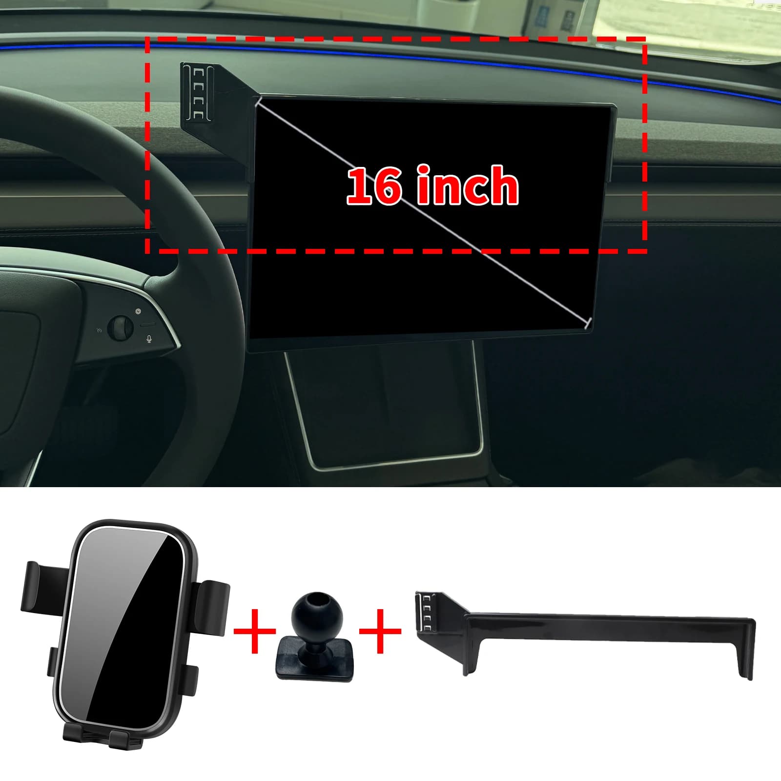for Tesla Model Y YL L 2026 2027 16inch LHD Phone Stand, Car Interior Holder Stable Support Universal Car Accessories