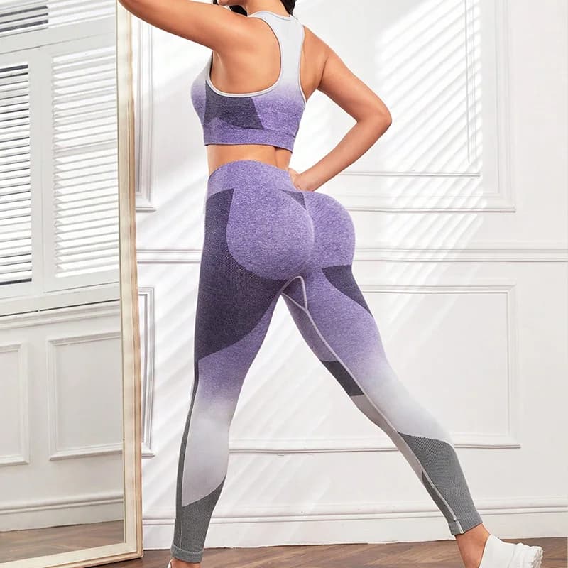 Pantaloni da yoga e da corsa con supporto per la pancia e sollevamento dell'anca con bella schiena: reggiseno fitness e set lavorato a maglia
