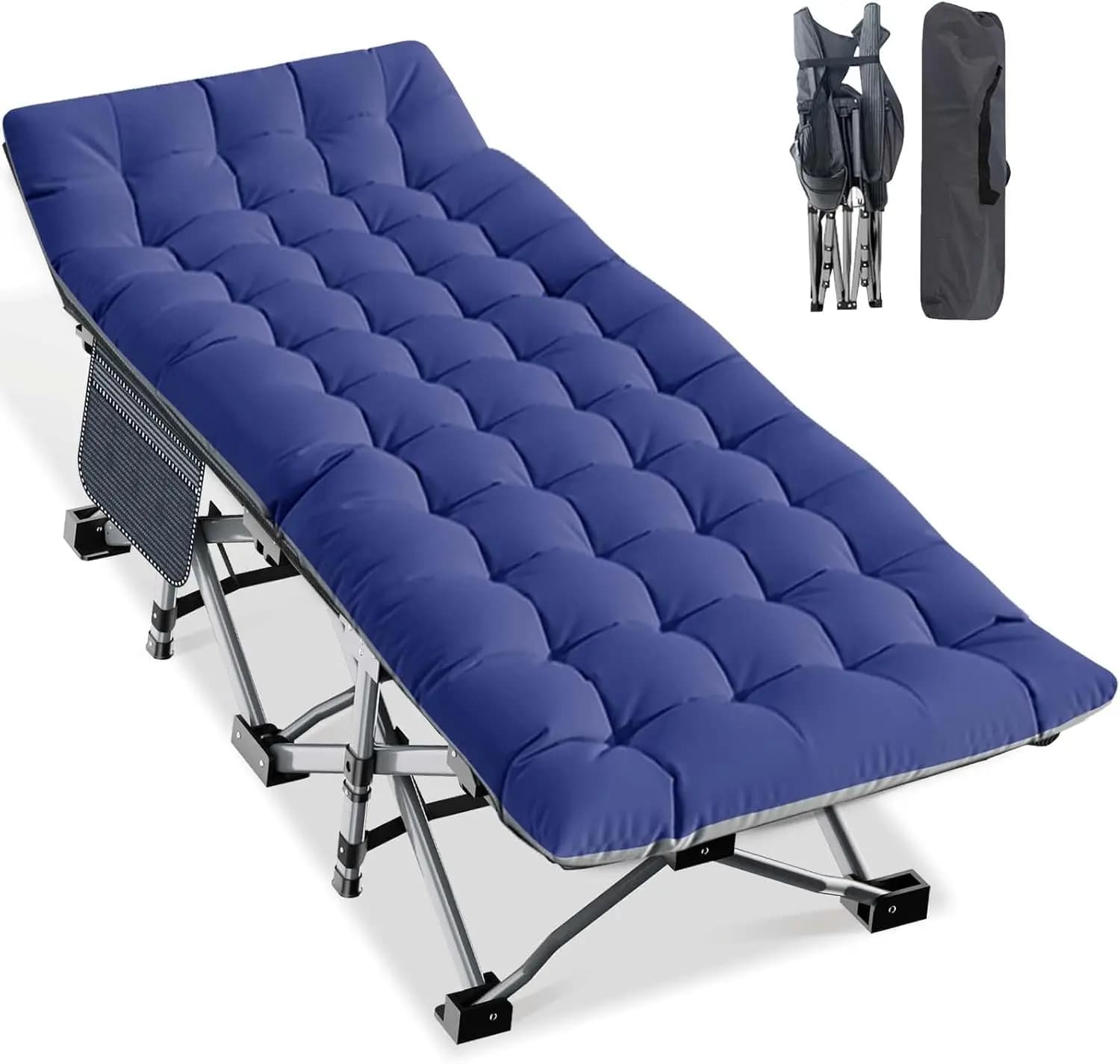 Lettino da campeggio pieghevole extra large, 198 cm di lunghezza x 81 cm di larghezza x 46 cm di altezza, lettino pieghevole resistente con borsa per il trasporto per viaggi e uso all'aperto