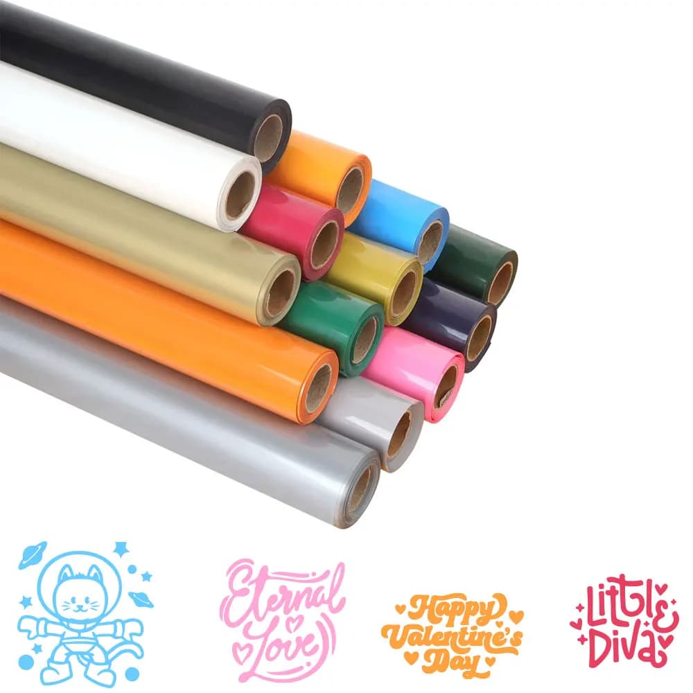 WithSticky Heat Transfer Vinyl Press Machine Iron On DIY Custom Tshirt Easy to Cut Weed HTV Vinyl for Cricut Machine