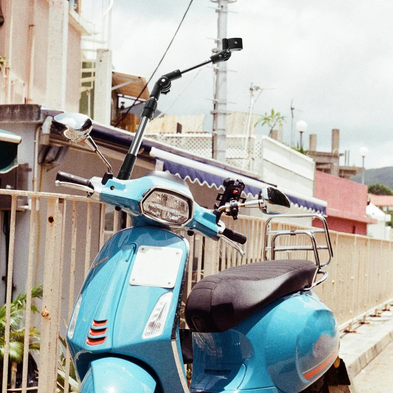 Supporto per Ombrello da Bici Elettrica, Stabile e Resistente, Montaggio a Morsetto, Protezione dalla Pioggia per Biciclette, Passeggini, Sedie a Rotelle e Scooter