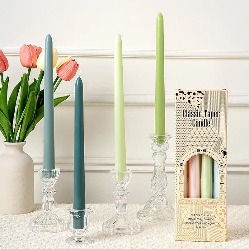 25 cm (10 in) long stem colored candles for weddings, banquets, romantic atmosphere, elegant centrepiece for events