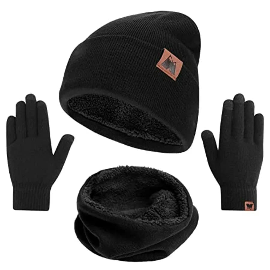 Set 3 Pezzi Mysuntown: Berretto Invernale, Sciarpa e Guanti Touch Screen, Set Unisex Caldo Foderato in Pile per Climi Freddi 2025