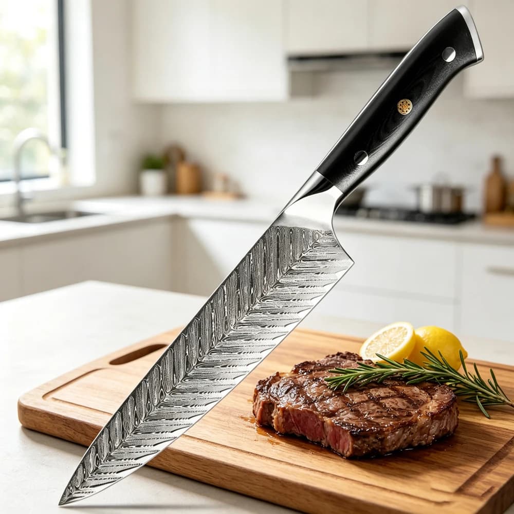 Coltello da Chef Giapponese XITUO 8 Pollici, Coltello da Cucina in Acciaio Damasco a 67 Strati, Coltello Professionale per Affettare con Manico Nero G10, Coltello per Sashimi, Mannaia