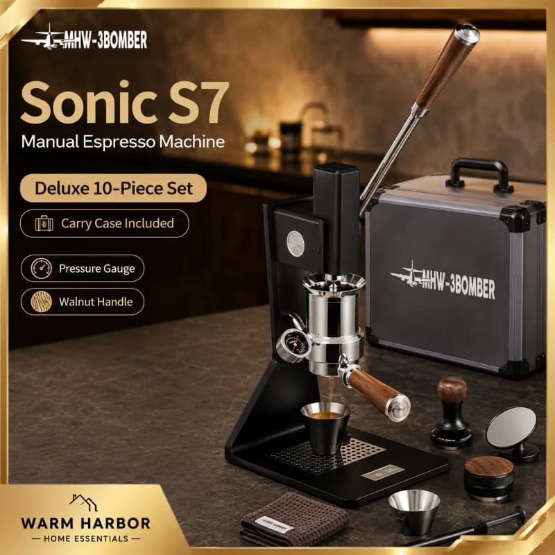 MHW-3BOMBER Sonic S7 Manual Espresso Machine Professional Coffee Maker Barista Coffee Tools Espresso Brewer For Home Cafe Use