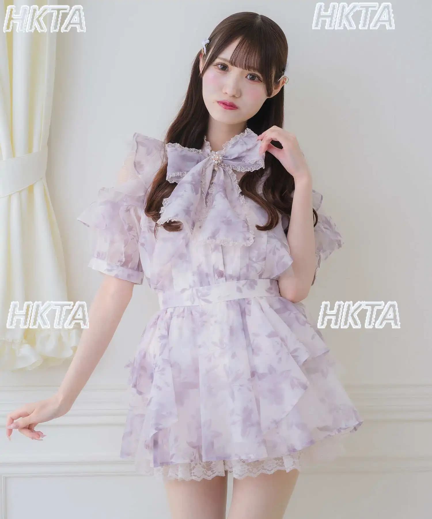 Japanese Sweet Floral Short-sleeve Shirt Summer New Women's Blouse Lace Trim Bow Tie Waist Ruffle Chiffon Mini Skirt Shorts Set
