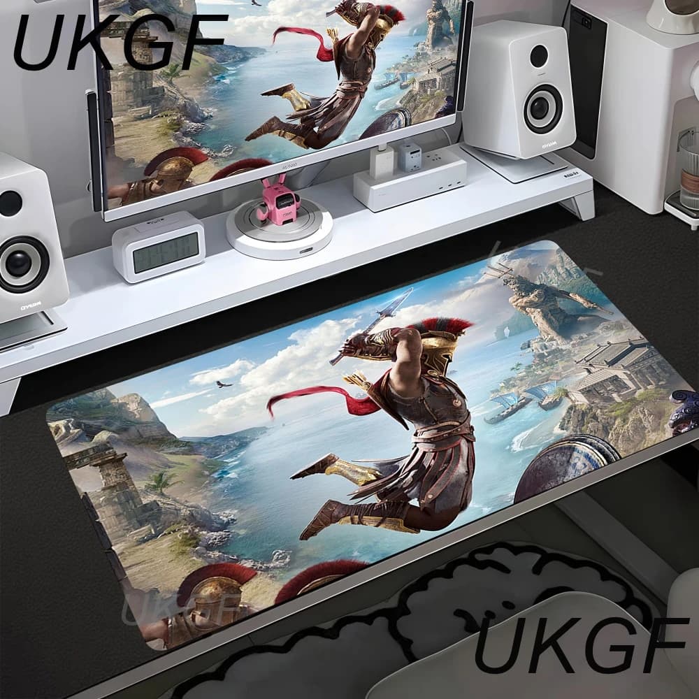 Tappetino per mouse esteso Assassins Creed Mousepad con stampa Warrior, fondo in gomma antiscivolo, resistente all'usura, in tessuto, per ufficio