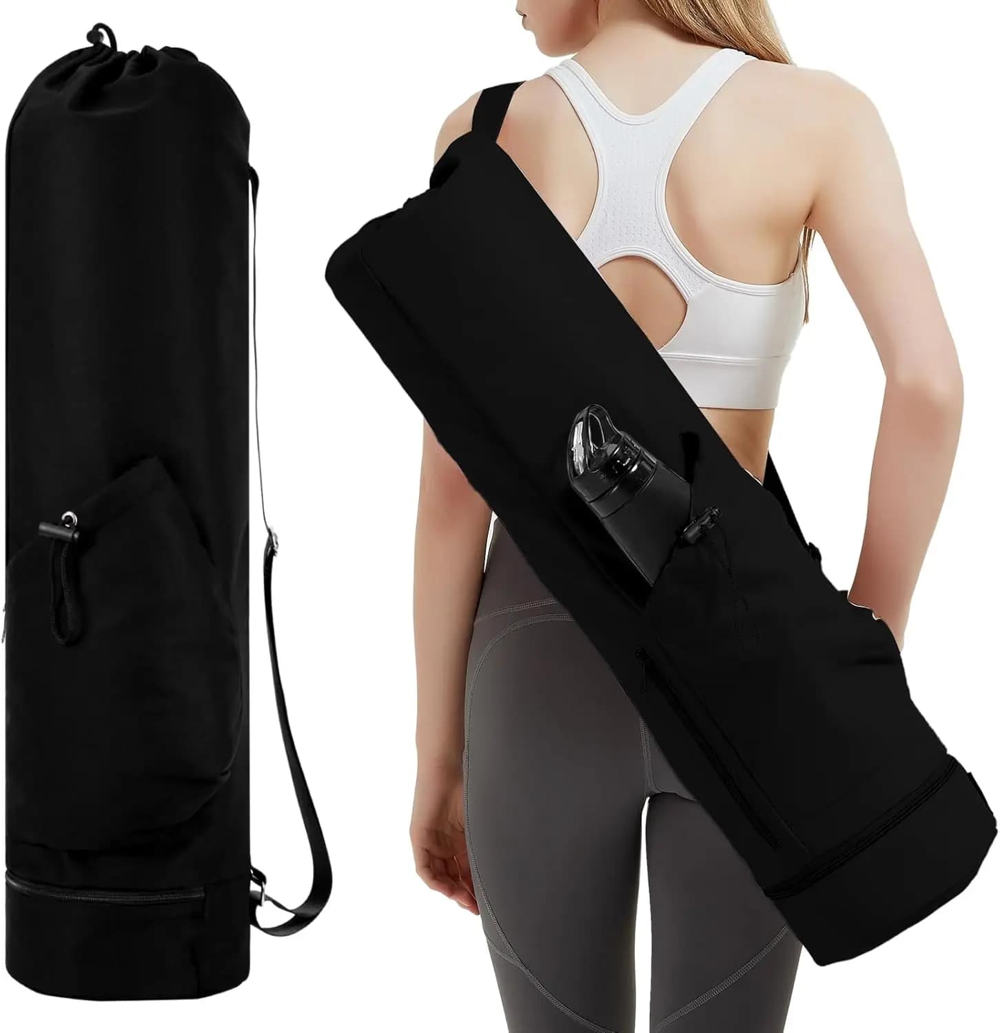 Multi-Functional Yoga Mat Bag with Water Bottle Pocket & Bottom Wet Pocket, Patent Pending, Sports New