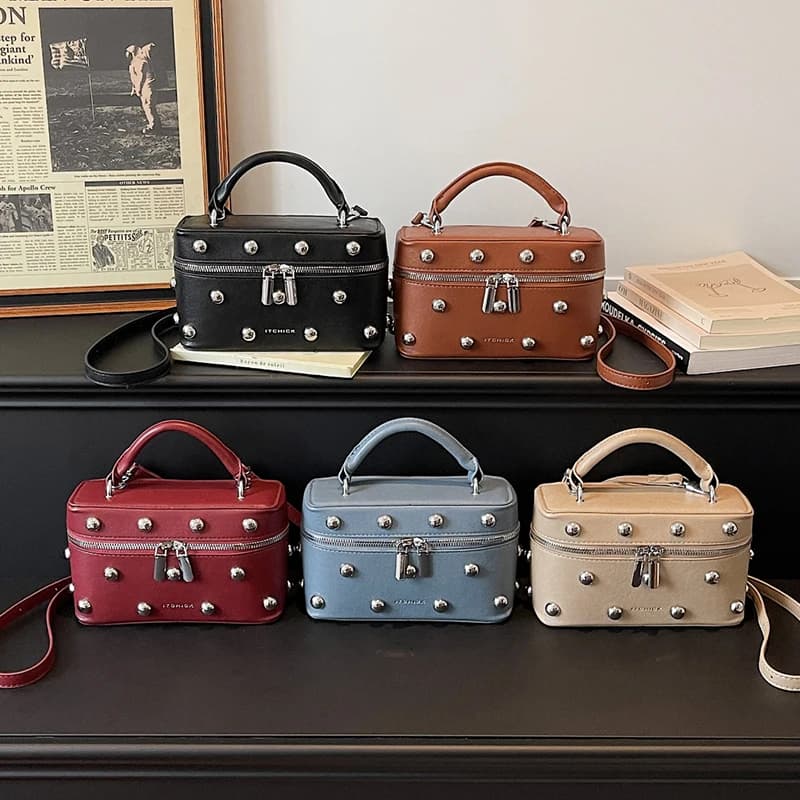 Fashion Box Women Handbags Designer Rivet Shoulder Crossbody Bags Casual Versatile Small Phone Purses 2026 bolso mujer
