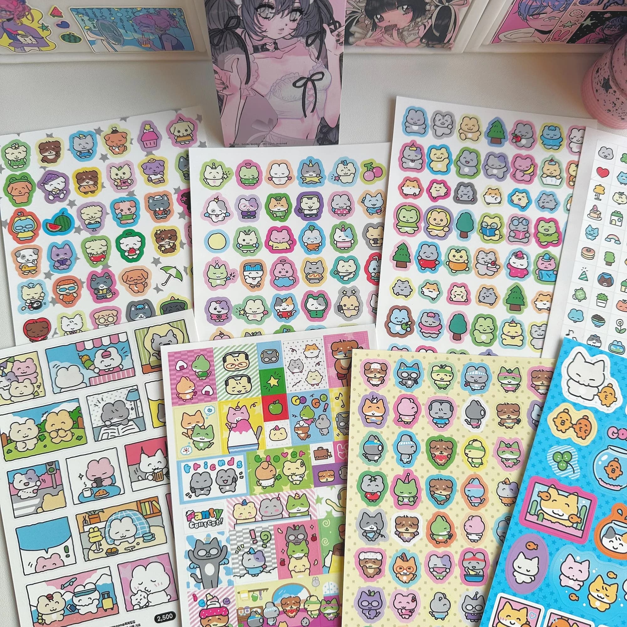1/9 pezzi adesivi gatto graffiti carino coreano adesivi animali cartoni animati kawaii adesivi per album di ritagli per notebook diario pianificatore di conti a mano