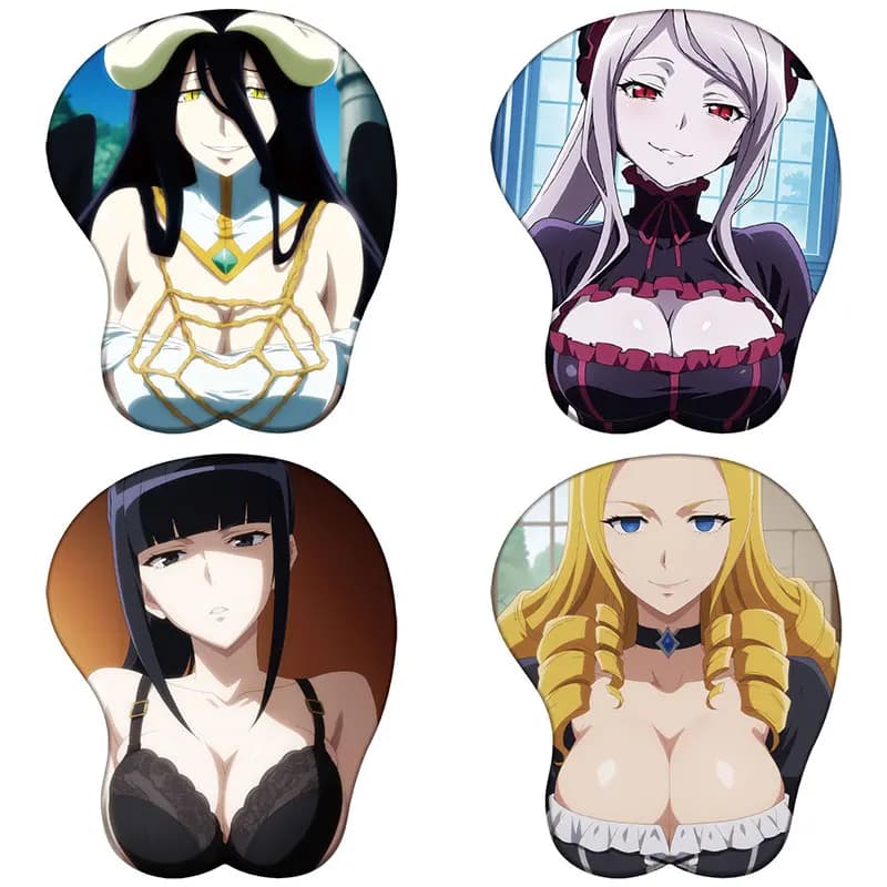Anime Overlord 3D Tappetino per mouse in silicone Albedo Narberal Shalltear Supporto per il polso Tappetino per mouse Manga Hentai Tappetino per mouse con poggiapolsi sexy