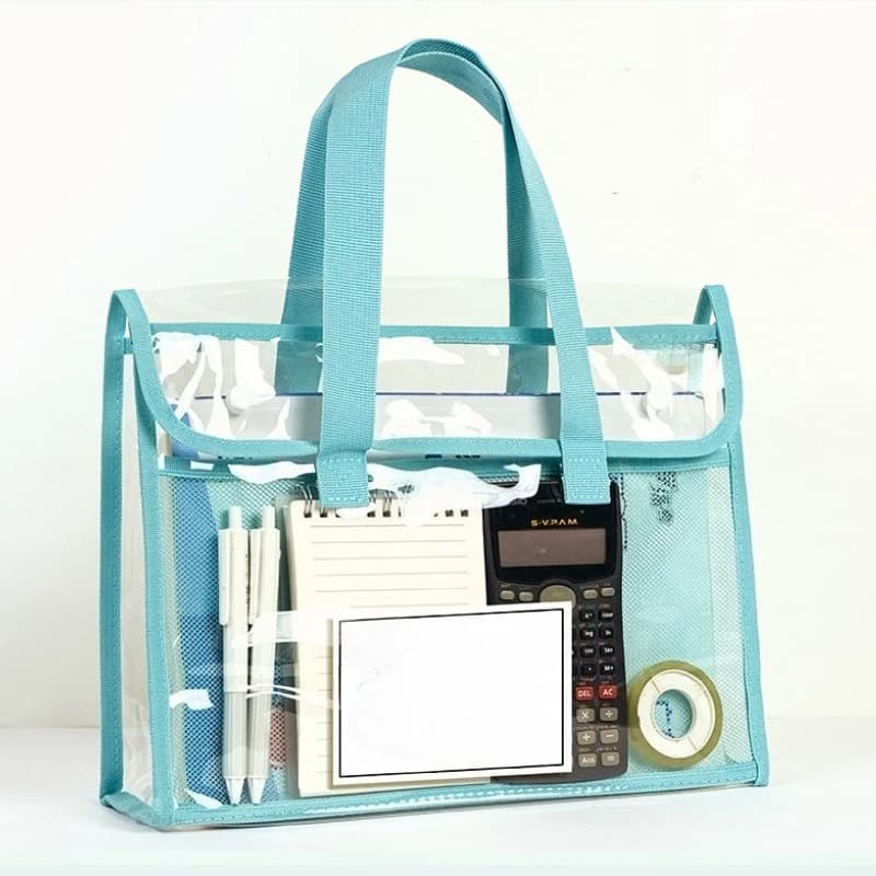 Large Capacity Portable Transparent Handheld Folder Expandable File Storage Bag PVC Self-adhesive File Bag Document Organizer