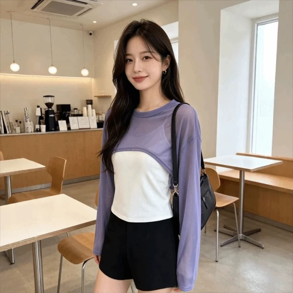 Lightweight Mesh Sun Protection Cover Up Short Breathable Mesh Shrug Top Casual Chiffon Layering Top Outdoor