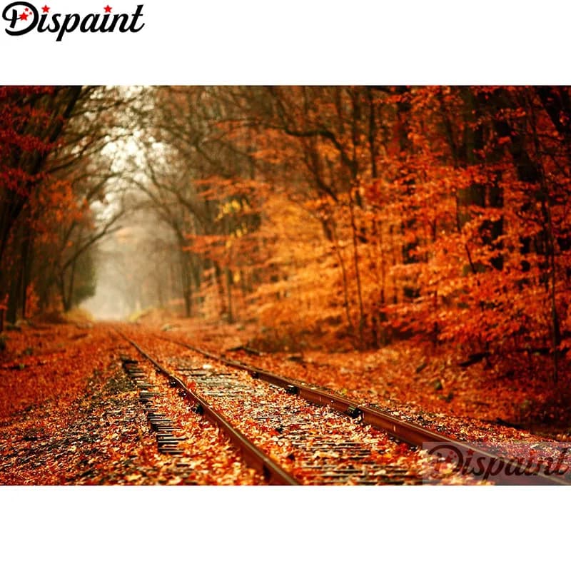 Dispaint Pieno Quadrato/Rotondo Trapano 5D Pittura Diamante FAI DA TE "Paesaggio della pista dell'albero" Ricamo Punto Croce Complementi Arredo Casa Regalo A21290