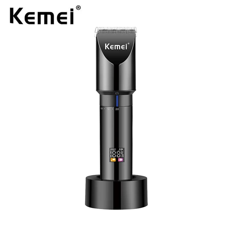 Tagliacapelli Professionale Kemei per Uomo, Rasoio Elettrico da Salone, Ricaricabile Senza Fili con Base di Ricarica