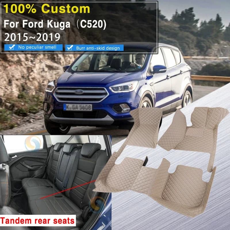 Tappetini per auto 3D per Ford Escape Kuga 2015 ~ 2019 Tappeti resistenti allo sporco Tappetini per auto Tappetino in pelle Tappetino anti-sporco Accessori auto Inter