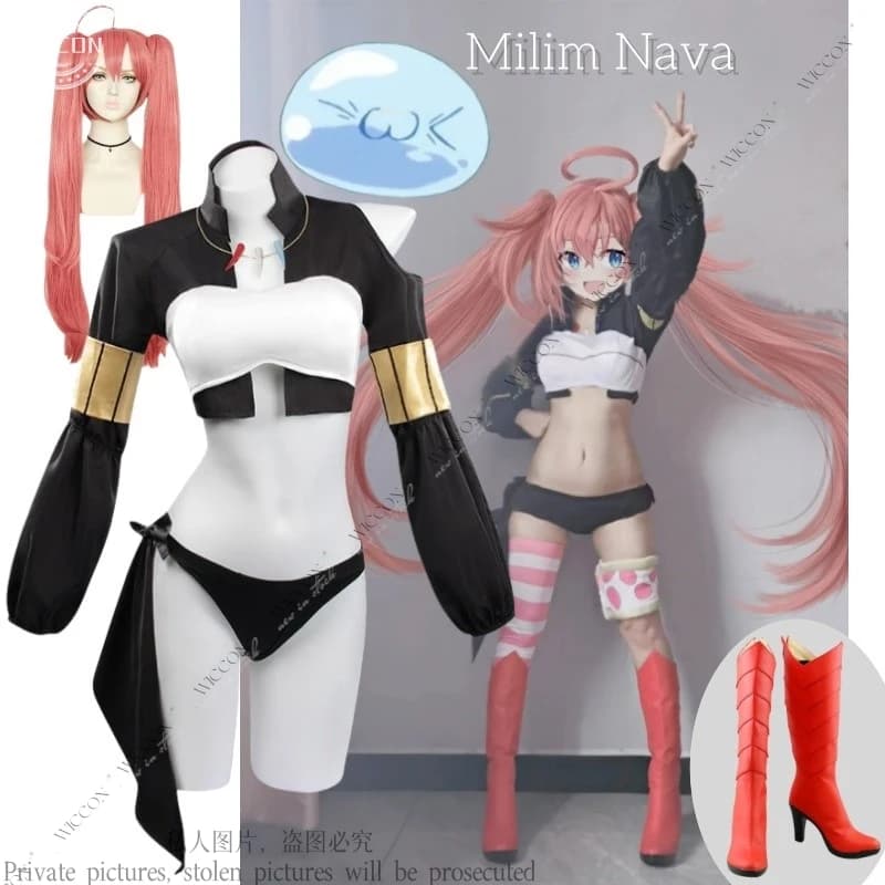Milim Nava why Time ho ottenuto Anime Reincarnated come a Cos Slime Cosplay Costume parrucca scarpe Despotic Demonlord Halloween Comic-Con