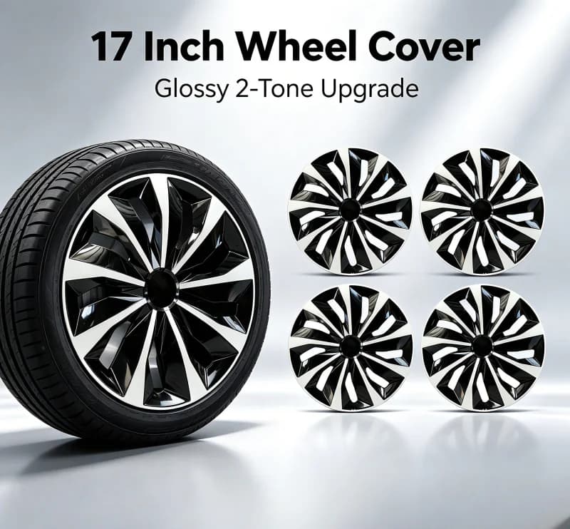 4pcs 17" Wheel Covers for Car Hubcaps Dual-Tone Paint Rim Protectors Silver White Red Trim Universal Exterior Styling Parts