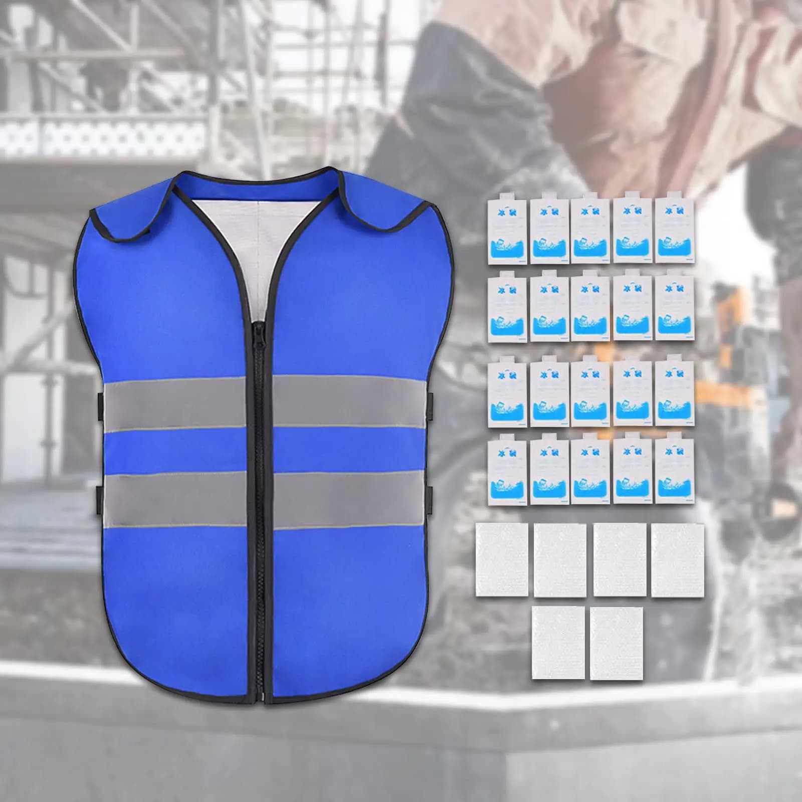 Gilet rinfrescante Uomo Donna Strisce riflettenti Gilet di ghiaccio con 20 impacchi di ghiaccio per moto Pesca Cucina Giardinaggio Lavoro in tempo caldo