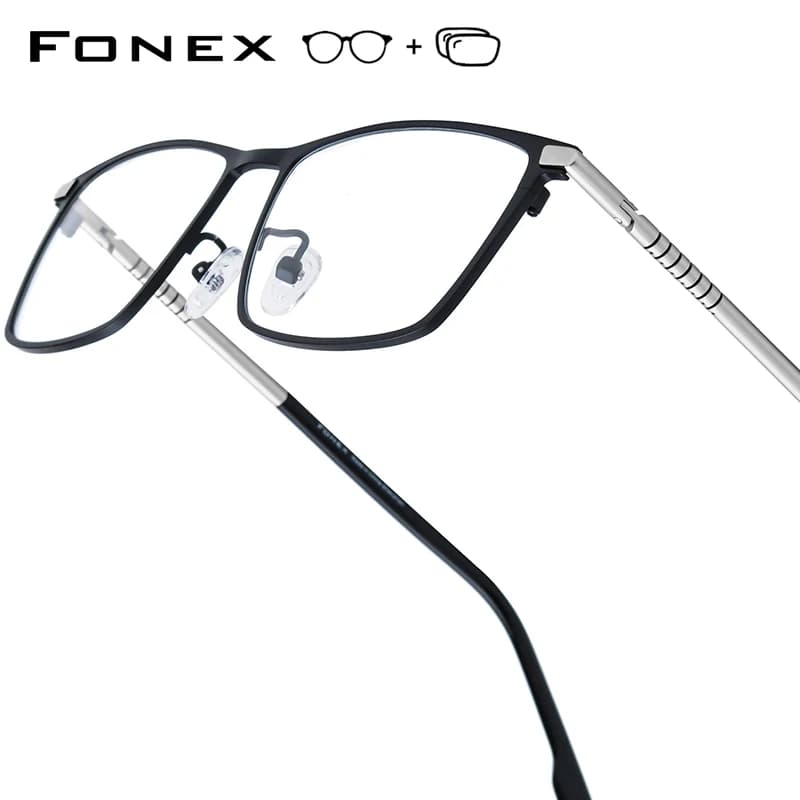 FONEX Occhiali da vista progressivi Anti Blu Fotocromatici Miopia Lenti ottiche Occhiali da uomo Occhiali da vista quadrati in titanio 85915