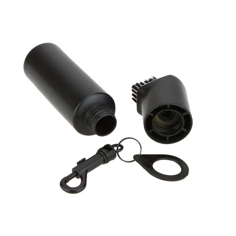 Set di 2 Spazzole per Pulizia Palline da Golf con Bottiglia Spray da 150Ml, Serbatoio d'Acqua Integrato, Asta Estensibile 165Cm, in Plastica PP Nera Portatile