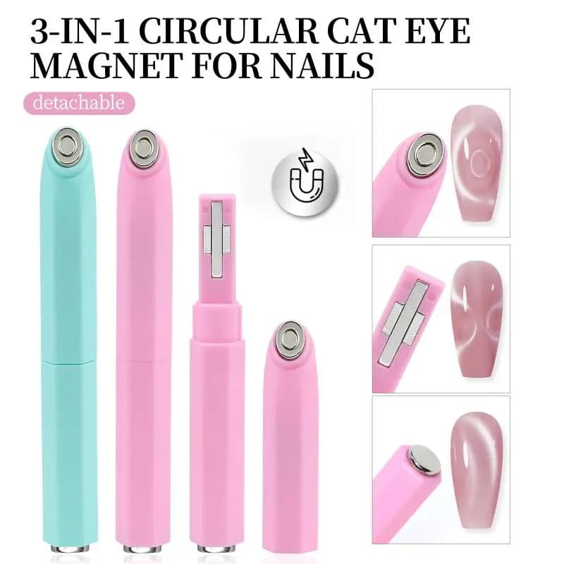 Penna Magnetica a Doppia Testa 3 in 1 per Unghie, Magnete Forte per Nail Art, Strumento per Manicure Fai-da-Te
