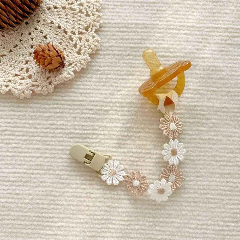 Colorato margherita catena ciuccio per bambini fiore massaggiagengive giocattoli cinghie porta succhietto clip fittizie regolabili clip porta capezzoli bambino