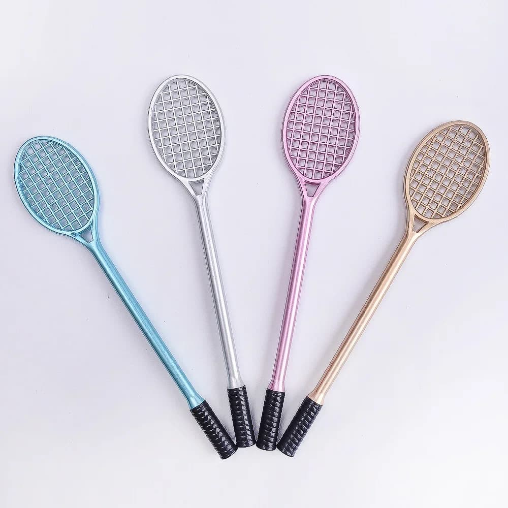 Set di 8 Penne a Forma di Racchetta da Tennis e Badminton, Penne Neutre con Inchiostro Liquido