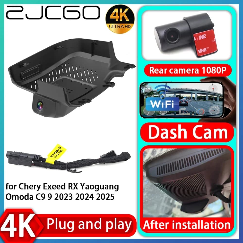 ZJCGO UHD 4K 2160P DVR Plug and Play Camera for Car, Video Recorder for Chery Exeed RX Yaoguang Omoda C9 9 2023 2024 2025