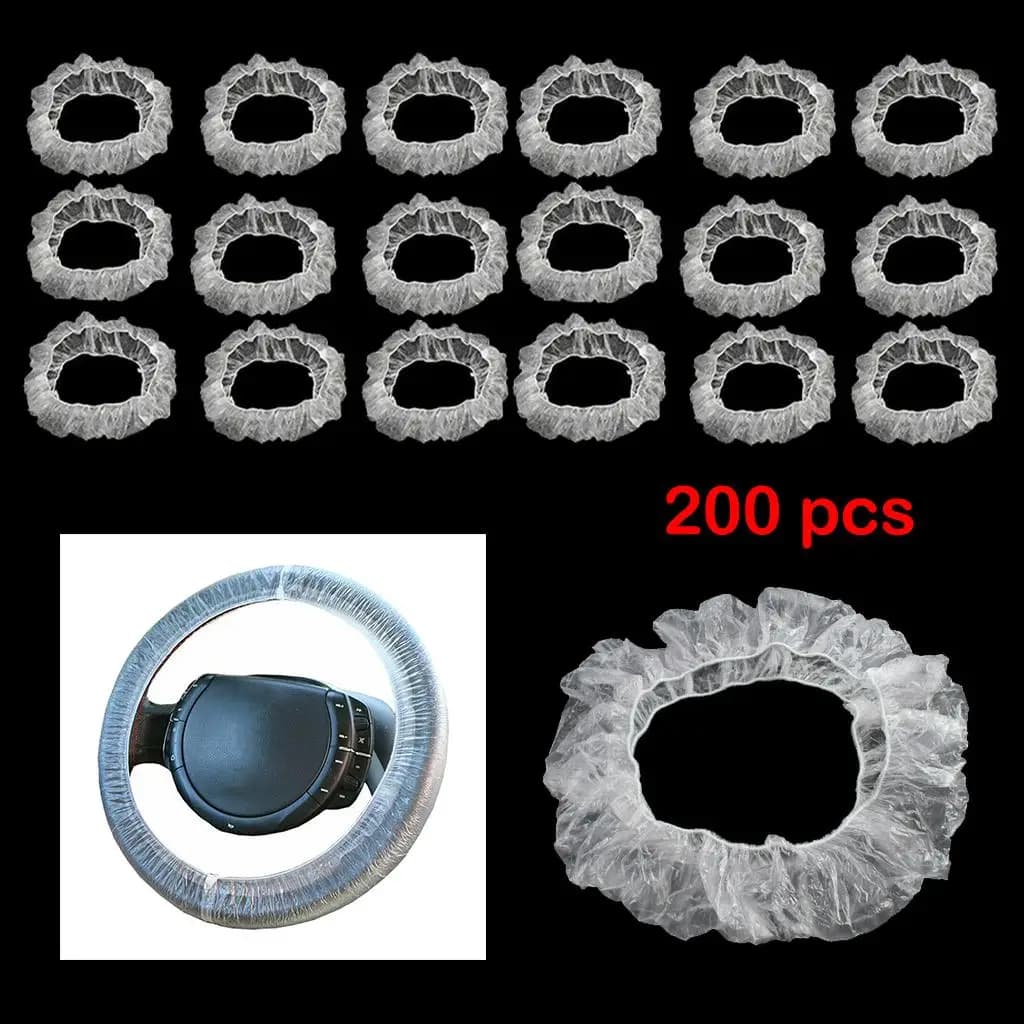 200 coperture universali monouso in plastica per volante auto, impermeabili, diametro 30 cm