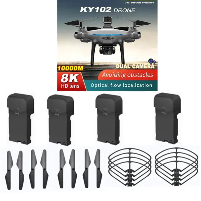 Batteria e Elica per Drone KY102, Accessori Originali per Drone RC KY102, Batteria 3.7V 1800MAH, Lame, Telaio di Protezione, Parti di Ricambio