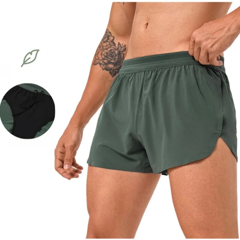 Pantaloncini sportivi da uomo per maratona da corsa, palestra, fodera anti-riempimento, allenamento ad asciugatura rapida, fitness, jogging, pantaloni corti a freccia