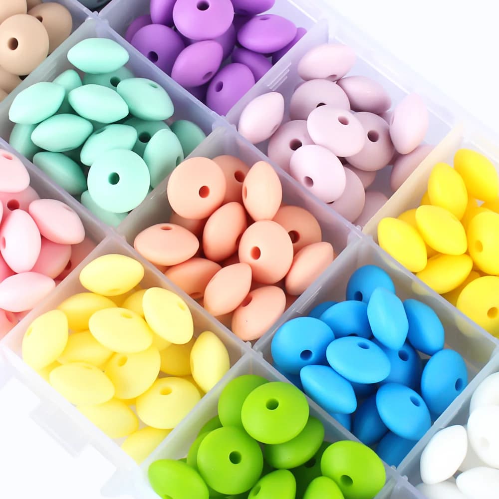 50/100 pz 12mm lenticchie perline di silicone perline allentate distanziate creazione di gioielli braccialetto collana portachiavi accessorio penna di perline fai da te