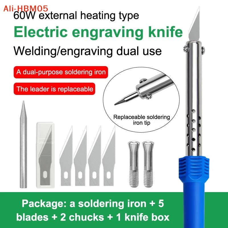 (HB05)1/3/9/10Pcs Electric Hot Knife Cutter Kit With Soldering Iron For Carving Plastic Vinyl US EU Plug Multipurpose Diy Tool