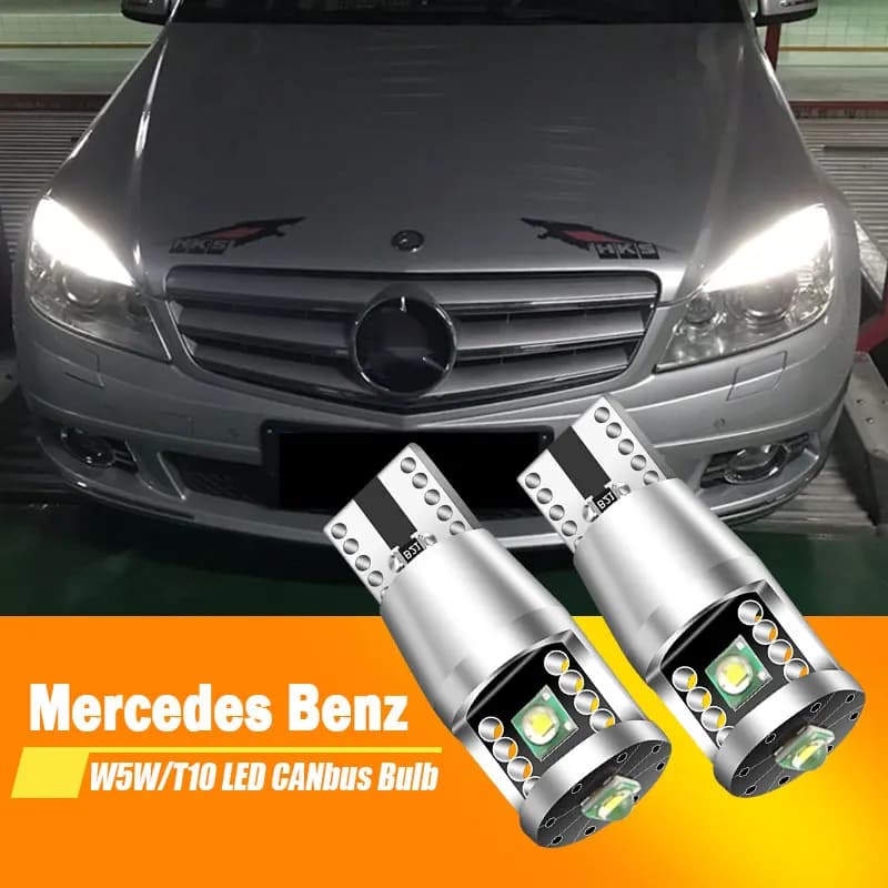 2x Per Mercedes Benz Classe C W203 W204 C63 C200 C180 LED Lampadina Lampada di Parcheggio W5W T10 Canbus Nessun Errore Bianco