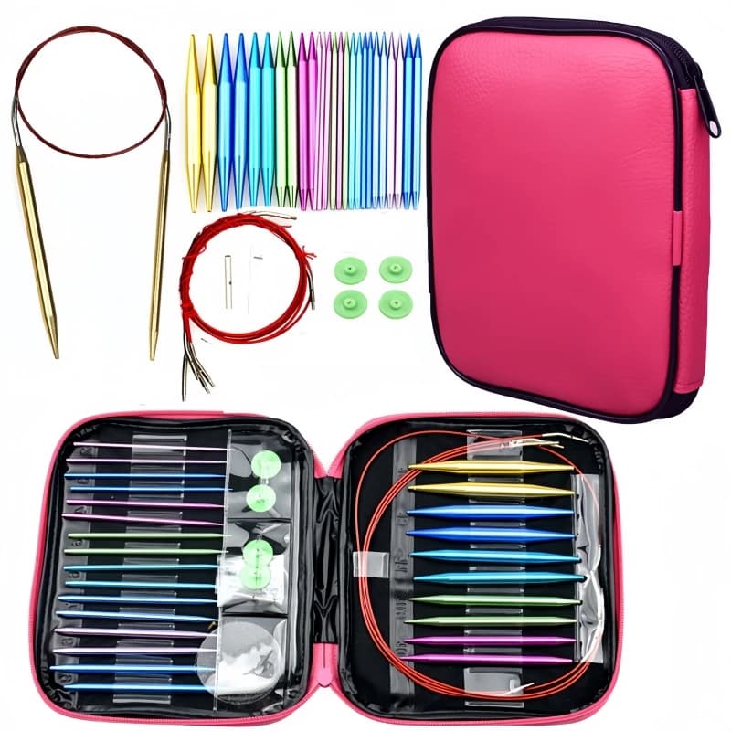 Set di ferri da maglia circolari da 26 pezzi, ferri da uncinetto intercambiabili per filati, kit di accessori per maglieria, regalo per principianti