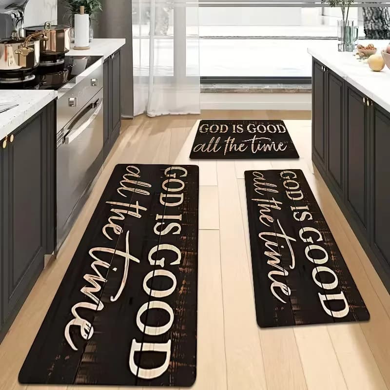 [Christian Home Decor] Tappetino da cucina rettangolare ispirato a God Is Good, tappetino decorativo per interni o sala da pranzo