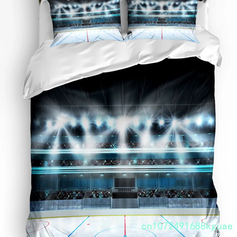 3pcs Bedding Set Ice Hockey Playing Field Home Textile Duvet Cover Pillow Case Boy Kid Teen Girl Bedding Covers Set