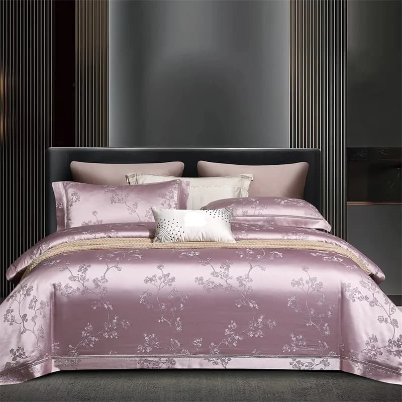 Luxury 1000TC Egyptian Cotton Jacquard Bedding Set Silky Satin Floral Branch Duvet Cover Set Bed Sheet Pillowcase Soft Bed Linen
