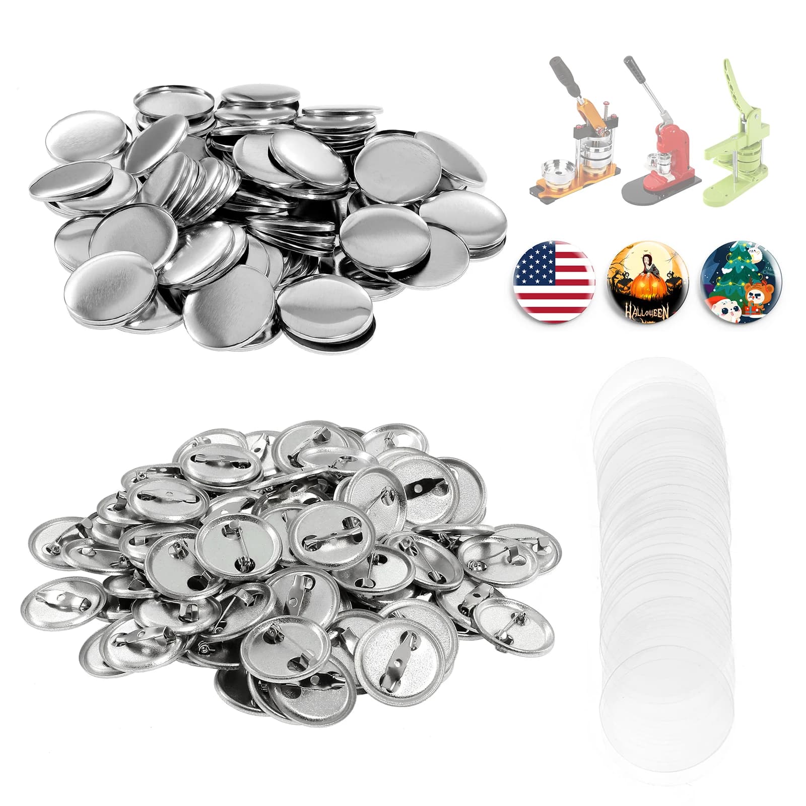 100 Pz Mini FAI DA TE Specchio Rotondo Materiale Distintivo Bottoni Vuoti Perni per Bottoni Badge Maker Macchina 25mm 32mm 37mm 44mm 58mm 75mm