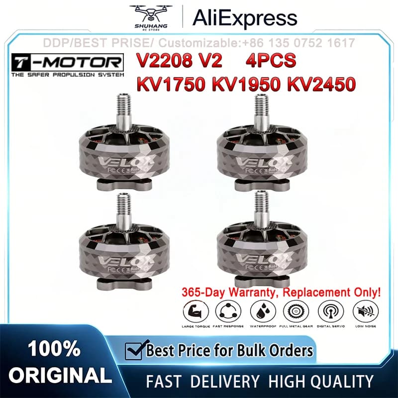 T-motor VELOX SERIES V2208 V2 KV1750 KV1950 KV2450 Brushless Outrunner Motor For RC FPV Racing Drone Quadcopter Fram