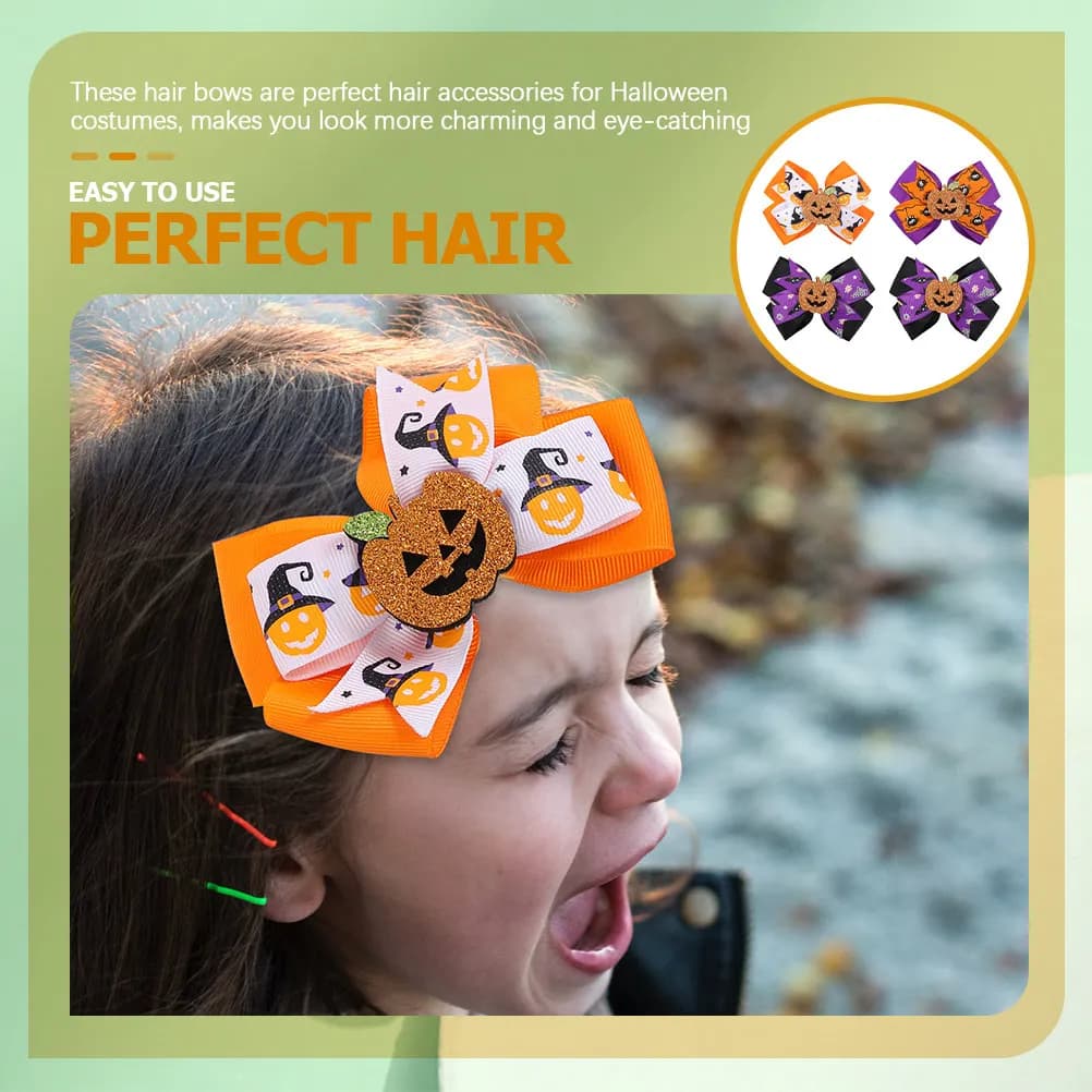 4 fermagli per capelli di Halloween, accessori per costumi, fermagli per capelli per ragazze