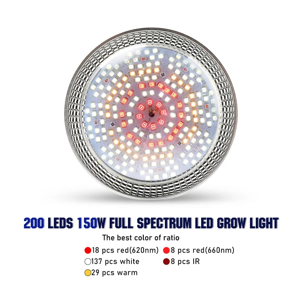 150W Phyto Lamp Full Spectrum Grow Light 200led Plant Lights light bulb for hydroponic flowers seeds plants GrowBox Indoor