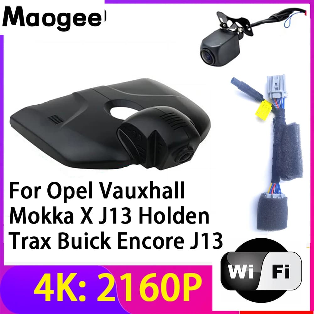 Dash Cam 4K 2160P con 2 Obiettivi, Registratore DVR con Wifi e Visione Notturna per Opel Vauxhall Mokka X J13 Holden Trax Buick Encore J13